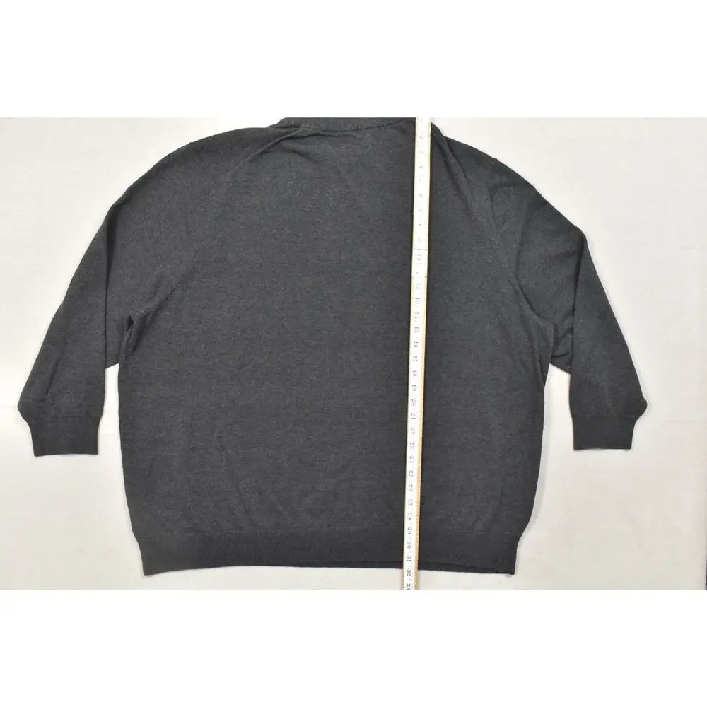 HB Men's 4XL 1/4 Zip Pullover Sweater Charcoal Gray 100% Cotton Mock Neck